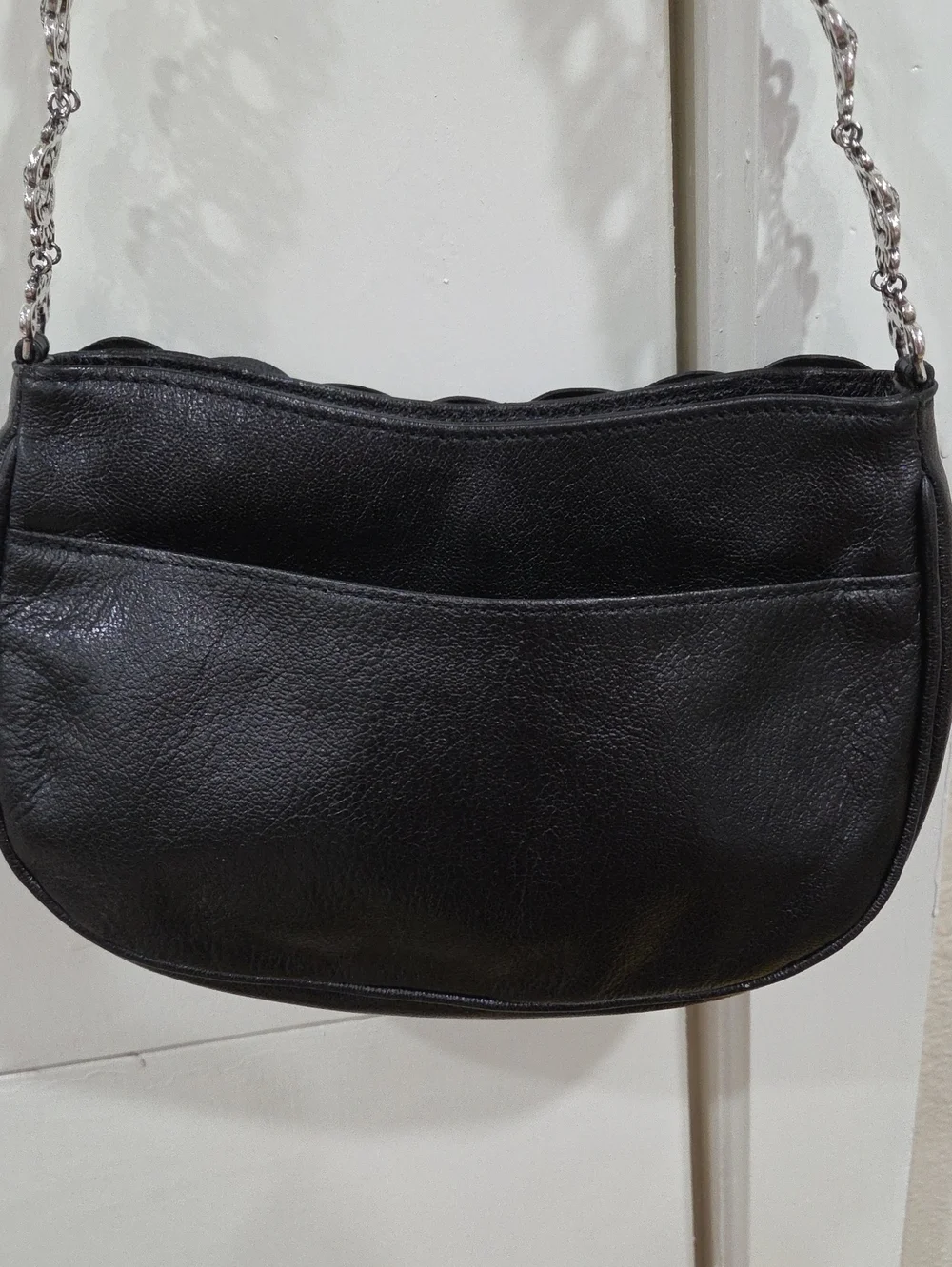 Brighton Black Floral Appliqué Shoulder Bag